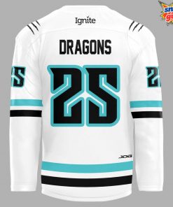 Columbus River Dragons 25 26 Season New White Hockey Jersey 3