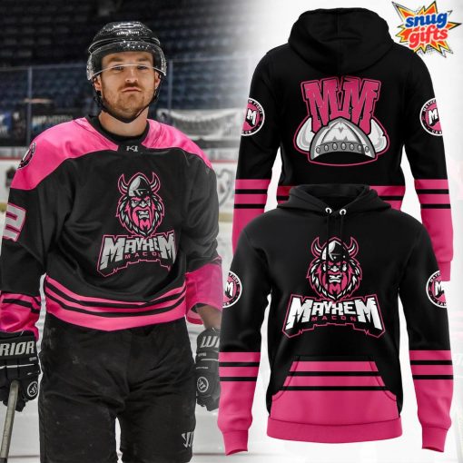 Macon Mayhem Cancer 2025 Black Pink Hoodie