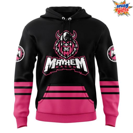 Macon Mayhem Cancer 2025 Black Pink Hoodie