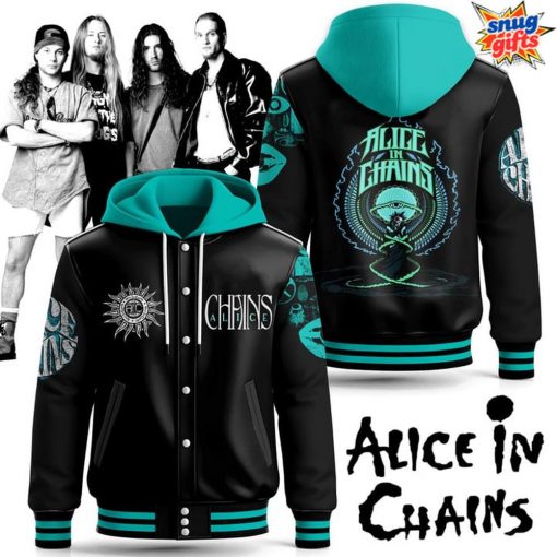 Alice in Chains Psychedelic Eye Hooded Varsity Jacket