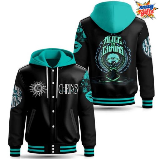 Alice in Chains Psychedelic Eye Hooded Varsity Jacket