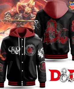 Dungeons & Dragons Red Dragon Emblem Black Hooded Varsity Jacket