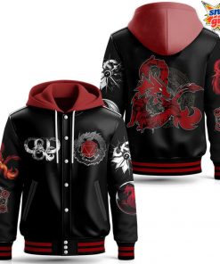 Dungeons & Dragons Red Dragon Emblem Black Hooded Varsity Jacket