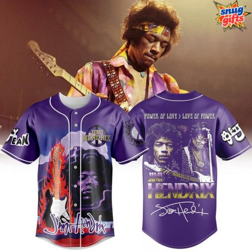 Jimi Hendrix Power of Love Purple Baseball Jersey