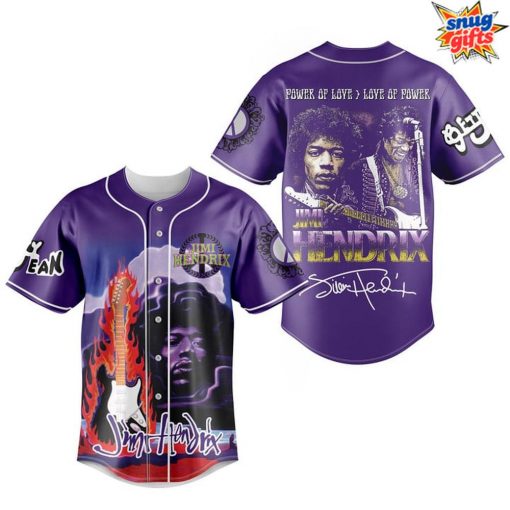Jimi Hendrix Power of Love Purple Baseball Jersey