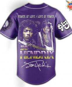 Jimi Hendrix Power of Love Purple Baseball Jersey 4