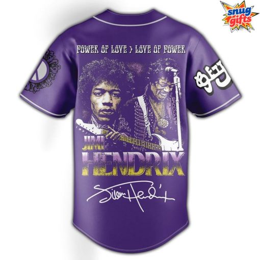 Jimi Hendrix Power of Love Purple Baseball Jersey