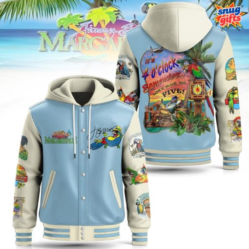 Jimmy Buffett Margaritaville ‘4 O’Clock Somewhere’ Tropical Hooded Varsity Jacket