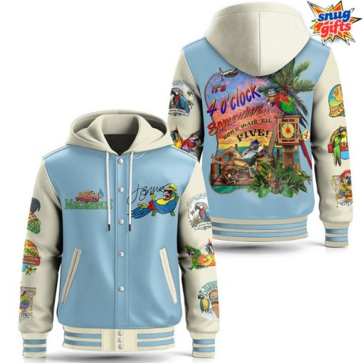 Jimmy Buffett Margaritaville ‘4 O’Clock Somewhere’ Tropical Hooded Varsity Jacket