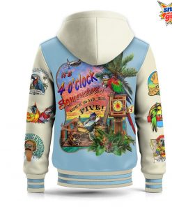 Jimmy Buffett Margaritaville '4 O'Clock Somewhere' Tropical Hooded Varsity Jacket 4