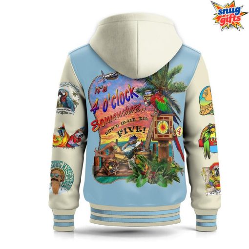 Jimmy Buffett Margaritaville ‘4 O’Clock Somewhere’ Tropical Hooded Varsity Jacket