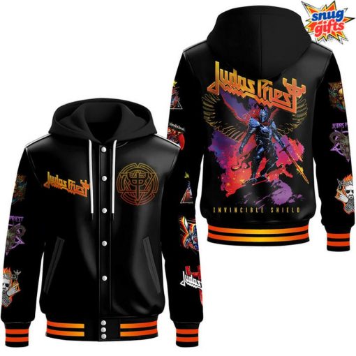 Judas Priest Invincible Shield Tour Hooded Varsity Jacket