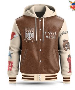 Kanye West College Dropout Vultures Edition Hooded Baseball Jacket 3