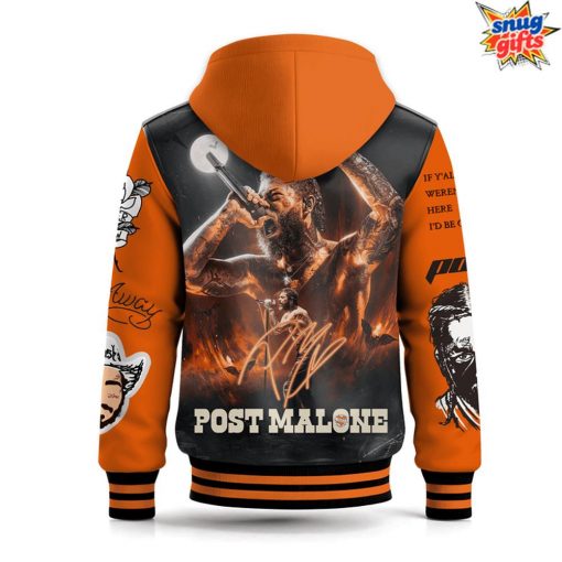 Post Malone Tour Flame Special Hooded Baseball Jacket