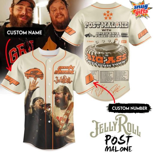 Post Malone x Jelly Roll Big Ass Stadium Tour Custom Baseball Jersey