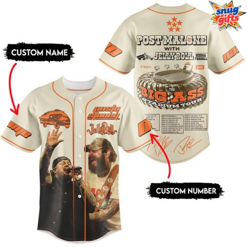 Post Malone x Jelly Roll Big Ass Stadium Tour Custom Baseball Jersey