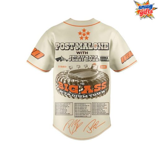 Post Malone x Jelly Roll Big Ass Stadium Tour Custom Baseball Jersey