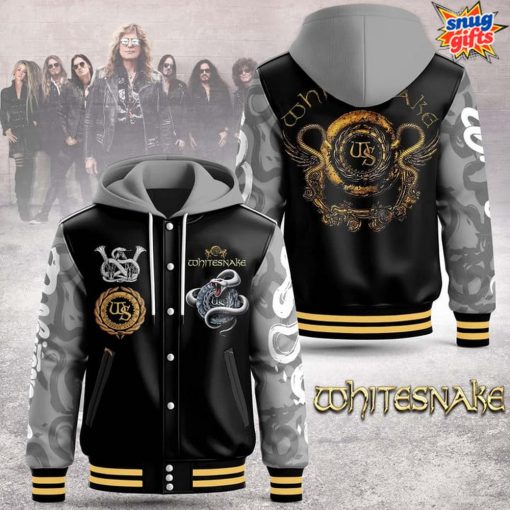 Whitesnake Serpent Emblem Rock Hooded Varsity Jacket