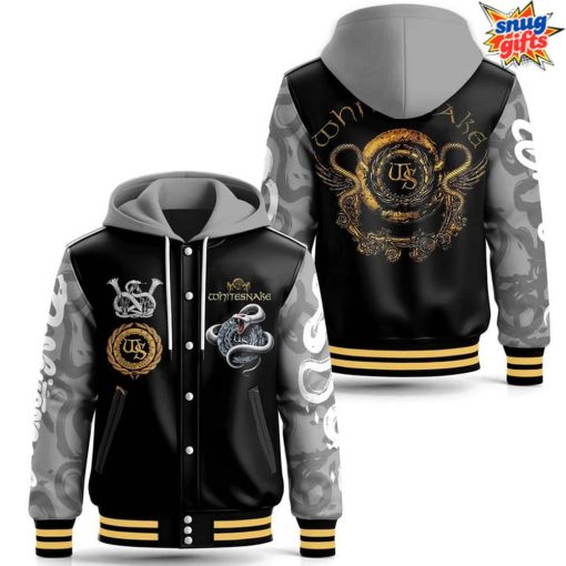 Whitesnake Serpent Emblem Rock Hooded Varsity Jacket