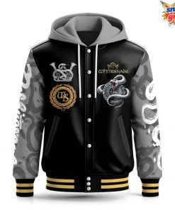 Whitesnake Serpent Emblem Rock Hooded Varsity Jacket 3